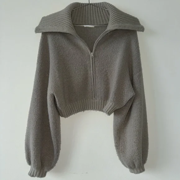 House of CB - Grey Knit Cropped Cardigan - AILA - Medium - Picture 2 of 12